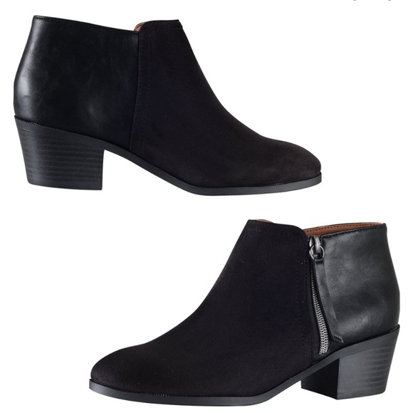 Soda Shoes - Soda Black two toned suede and leather ankle zip up boots